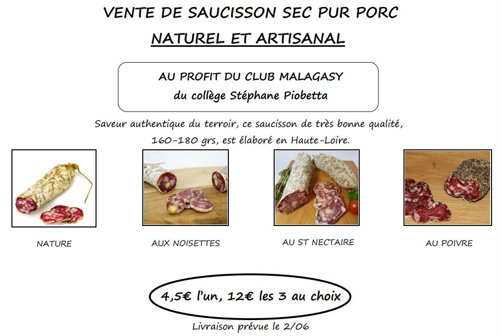 VENTE DE SAUCISSONS  – CLUB MALAGASY