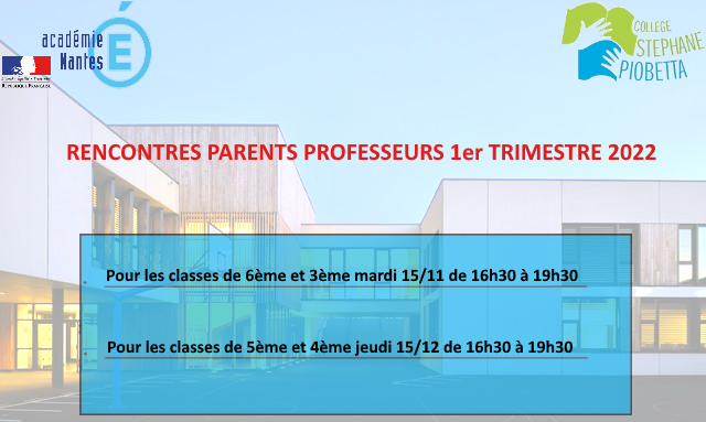 Réunions parents professeurs 1er trimestre 2022